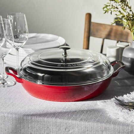 Staub - Cast Iron 3.5-qt Braiser with Glass Lid - Cherry