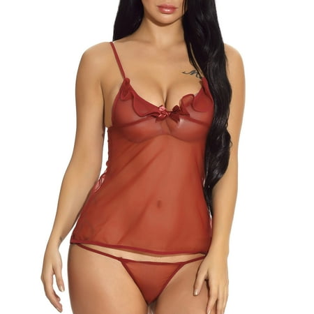

Lingerie for Women Lace Teddy Deep V Neck sleepwear