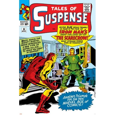 Marvel Comics Retro: The Invincible Iron Man Comic Book Cover No.51, Suspense- Facing the Scarecrow Poster Wall Art