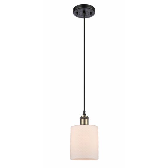 516-1P-BAB-G111-LED-Innovations Lighting-Cobbleskill-3.5W 1 LED Mini Pendant in Art Nouveau Style-5 Inches Wide by 8 Inches High Black Antique Brass