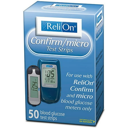 ReliOn Confirm Micro Blood Glucose Test Strips, 50ct
