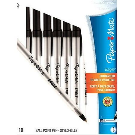 PaperMate 10pk Eagle Medium Point Stick Ballpoint Pens, Black