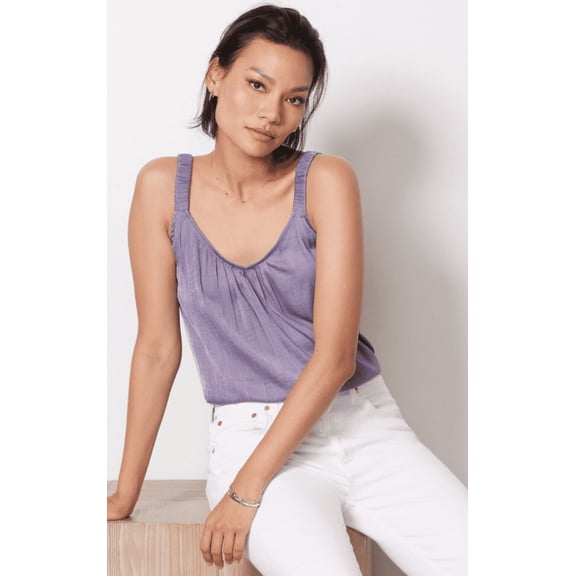 SOCIALITE Women's Purple Elise Hammered Satin Tank, XS