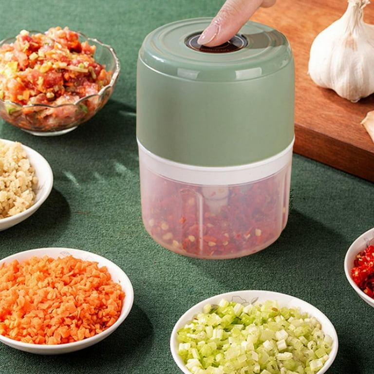 Portable Food Processor Mincer Garlic Masher Crusher for Chilli Nuts Ginger 2 Cups Green, Size: 95 mm