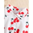 thumbnail image 6 of Wassery 2Pcs Baby Girls Romper Clothes Cherry Print Fly Sleeve Button Closure Belted Jumpsuit+Headband 3 6 9 12 18 Months Summer Birthday Party Dress Set 9M-4T, 6 of 8