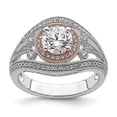 thumbnail image 5 of Sterling Silver Rhodium-plated & Rose-tone Cubic Zirconia Ring Size 8, 5 of 5