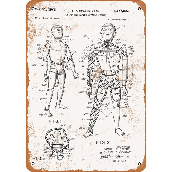 7 x 10 METAL SIGN - 1966 GI Joe Patent - Vintage Rusty Look
