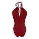 thumbnail image 5 of Traje de baño de una pieza para mujer, traje de baño de bikini de tirantes sin espalda de color liso para mujer, conjunto de bikini con bloques de color y hombros descubiertos, traje de baño de moda p, 5 of 7