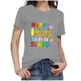 thumbnail image 6 of IROINNID Women's Happy 100th Day Of School Printed T-shirt Short Sleeve Casual Tops, 6 of 7