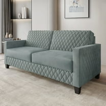Castle Place Modern Luxe Velevet Diamond Tufted Upholstered Sofa, Light Blue