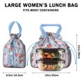 thumbnail image 5 of Pioneer Flower Drawstring Lunch Bag Women - Drawstring Lunch Bag Insulated for Work Office - Stain-Resistant Large Lunchbags for Women with Multi-Pockets, 5 of 6