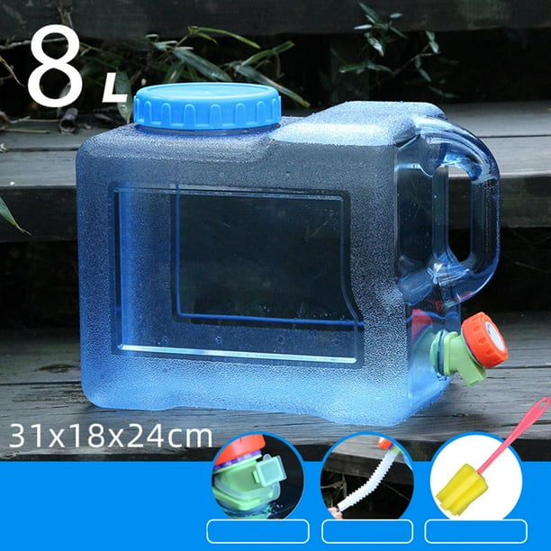 Jarra de almacenamiento de agua para acampar de 2 galones de transporte de botellas de agua con grifo y manija, Contenedor de agua de cubo de Sin tapa de agujero. shamjiam Contenedor de bebidas de campamento