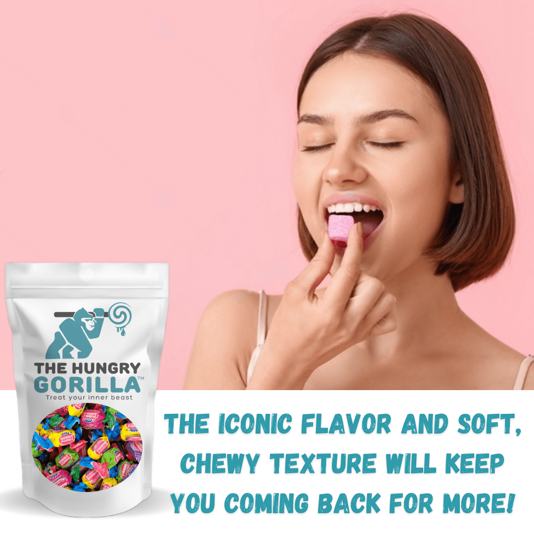 Dubble Bubble Gum - 5 lb Bulk Bag (Around 285 pieces) of 4 Flavor Assortment of Individually Wrapped Chewing Gum in a Resealable Stand-Up The Hungry Gorilla Bag - Gluten Free