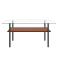 thumbnail image 6 of GZXS 3-Piece Modern Living Room Table Set with Glass Top and Metal Legs, 2-Tier Rectangle Coffee Table & 2 End Tables with Shelf for Small Space, Clear & Black, 6 of 7