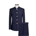 thumbnail image 5 of Traje con cuello levantado y botones blancos, traje de dos piezas para hombre (chaquetaquetaqueta + pantalones), trajes Zhongshan de estilo chino para hombre, azul, gris, negro 4XL, 5 of 5