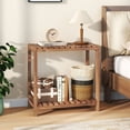 thumbnail image 2 of Gymax 2-Tier Side Table Teak Wood Stand Utility Storage Shelf Organizer Entryway Bench, 2 of 10