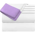 thumbnail image 3 of Sheet Set with Dual Color, 4 PC Stylish Bedding with 18" Deep Pockets, 100% Egyptian Soft & Luxury 400TC, Two Tone Cotton Bedsheets & Pillowcases - Lavender & White Solid, Queen Size., 3 of 5
