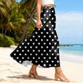 thumbnail image 5 of LWavelet Women Polka Dot Print Maxi Skirt Elastic Waist With Pockets Cute Summer Long Skirt Black L, 5 of 5
