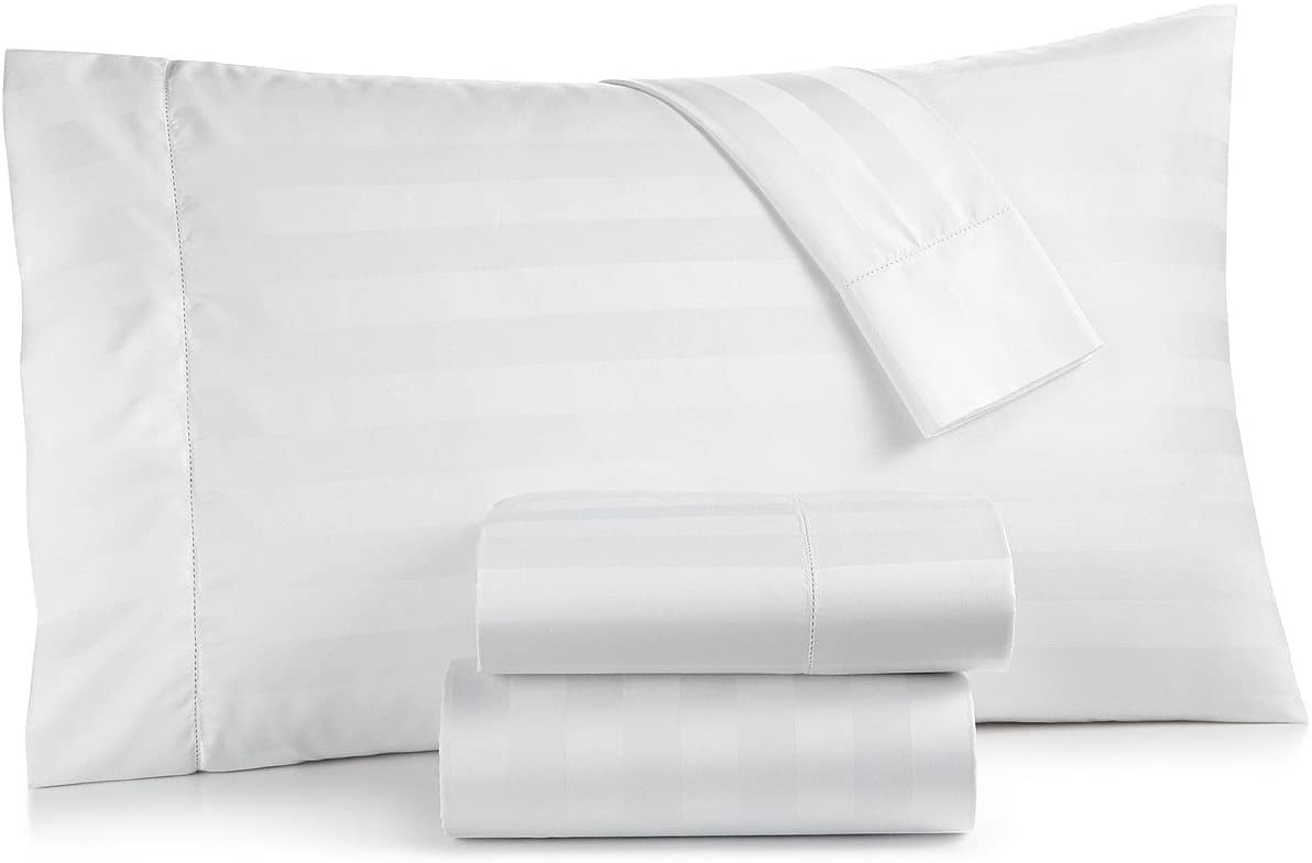 Charter Club Damask Stripe Extra Deep Sheet Set, Size King, 550 Thread