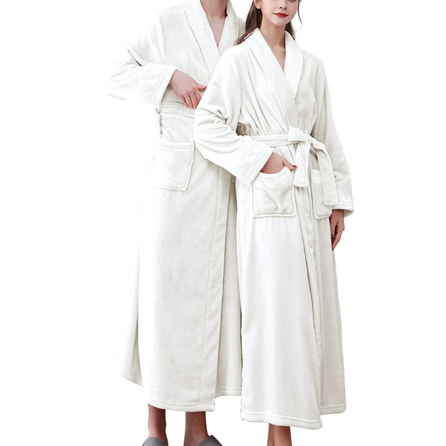 Ihph7 Fluffy Robe Plush Robes for Women Long Robes for Women Housecoats for Women Hotel Robe Towel Robe Fluffy Bathrobe Spa Robe for Women Beige XXL