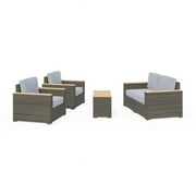 Homestyles 6801-11D6-TD Boca Raton Outdoor Loveseat with Two Arm Chair & Side Tables, Brown