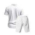 thumbnail image 7 of Mens Cotton Linen Shorts and Shirt Sets Tracksuit Set Summer Co Ord Sets Short Sleeve Button Down Shirts & Shorts with Pockets 2 Piece Outfits Vacation Beach Wedding Suits White L, 7 of 7