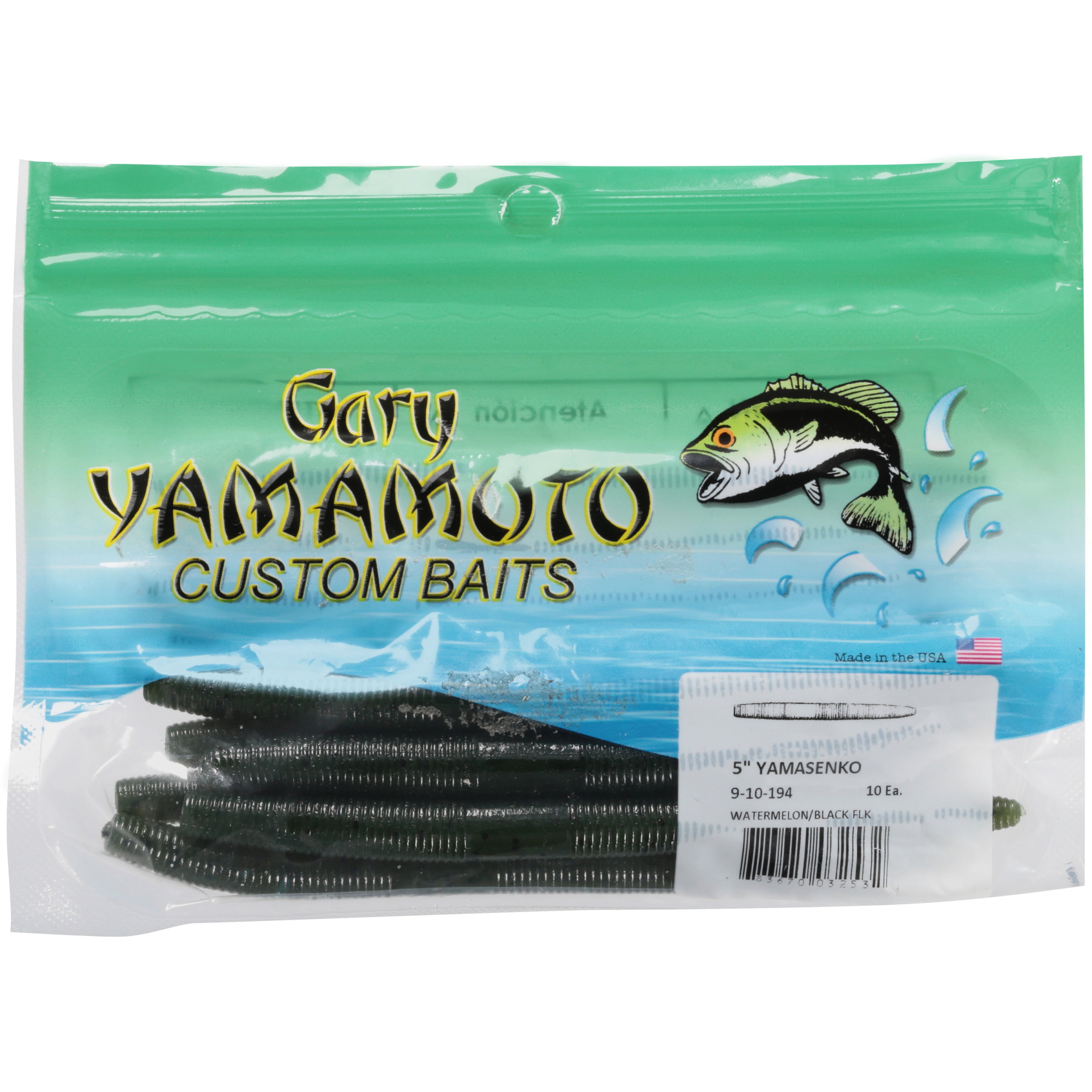 10 Per Bag Gary Yamamoto Swimming Senko 5/" Green Pumpkin//Green Purple Flake