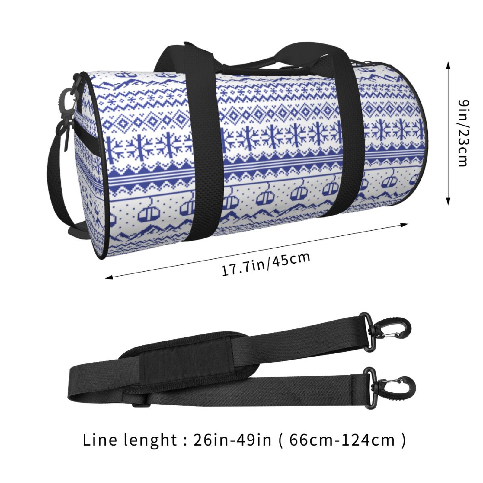 Vsdgher Abstract Gondola Snowflake 45L Foldable Duffel Bag, Sports Gym Bag,Overnight Bag, Portable Weekender Bag for Airplanes