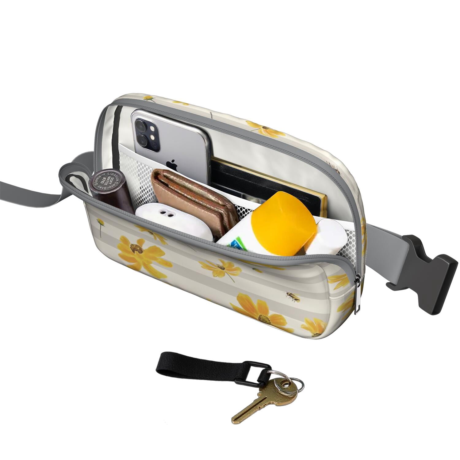 Vintage Daisy Fanny Pack – Artistic Wildflower Waist Bag for Women with Cute Retro Floral Print, Ideal for Spring, Summer & Autumn