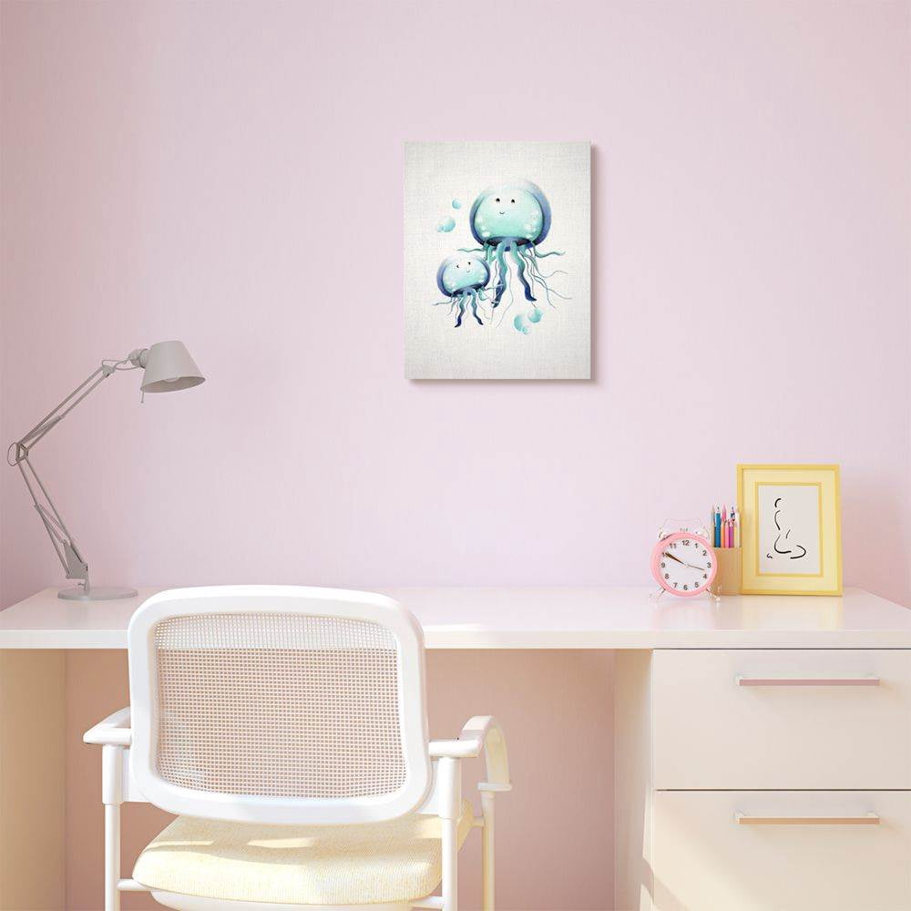 The Kids Room by Stupell Cute Cartoon Baby Jellyfish Family Ocean Animal Painting Super Canvas Wall Art by Studio Q by Studio Q