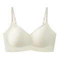 thumbnail image 2 of Women's Wireless Seamless Bra with Glitter Letter Straps and Smooth Cups Featuring Full Coverage Cuts Light Green 36, 2 of 4