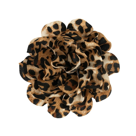 CIYISON Elegant Floral Clip Brooch Leopard Print Flower Lapel Pin Exaggerated Corsage Clothing Accessory for Parties and Event