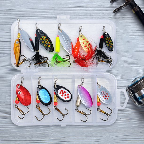 10 Uds. De cebos giratorios de pesca, Kit de Señuelos de pesca giratorios de Metal coloridos, señuelos de cuchara
