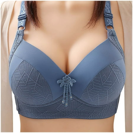 

HWRETIE Women Bras Clearance Plus Size Women s Side Retraction No Steel Ring Underwear Strap Type Thin Mould Cup Breathable Bra Rollbacks Navy 4(S)