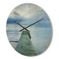 thumbnail image 3 of Designart 'Concrete Lake Pier Under Cloudy Sky ' Modern Wood Wall Clock, 3 of 5