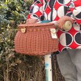 thumbnail image 4 of LJNYFDC Easy Clean Bike Basket Hand Woven Bicycle Basket E Scooter Storage Container Large Capacity Strong Load Bearing Bike Handlebar Basket with Straps, 4 of 6