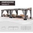 thumbnail image 2 of Gotland 10FTx28FT Outdoor Wall-Mounted Hardtop Pergola, Metal Frame Gazebo with Sloping Sun Panel Roof and Double Curtains for Patio, Garden, Lawn, Grey, 2 of 8