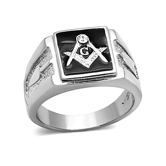 Untamed Pack Men's Stainless Steel Masonic Lodge Freemason Ring