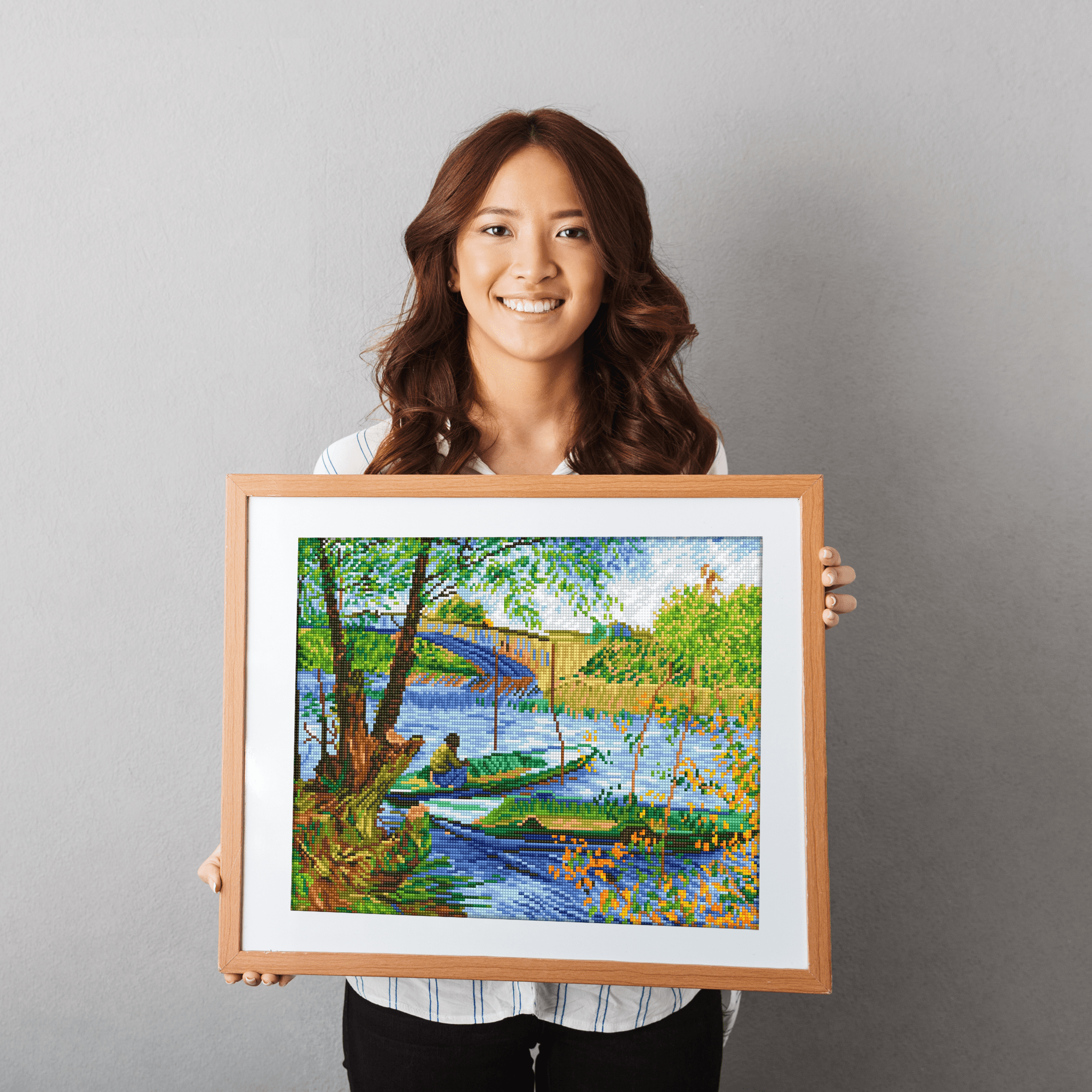 Diamond Dotz Fishing in Spring (Van Gogh) Diamond Painting Kits for Adults - Diamond Art Kits a Relaxing Creative Craft Kit with Dotz Gems