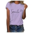 thumbnail image 1 of WEIYLL T-Shirt pour Femmes Imprimé Floral de Printemps Manches Courtes Tops Violets Tailles TTG, 1 of 3