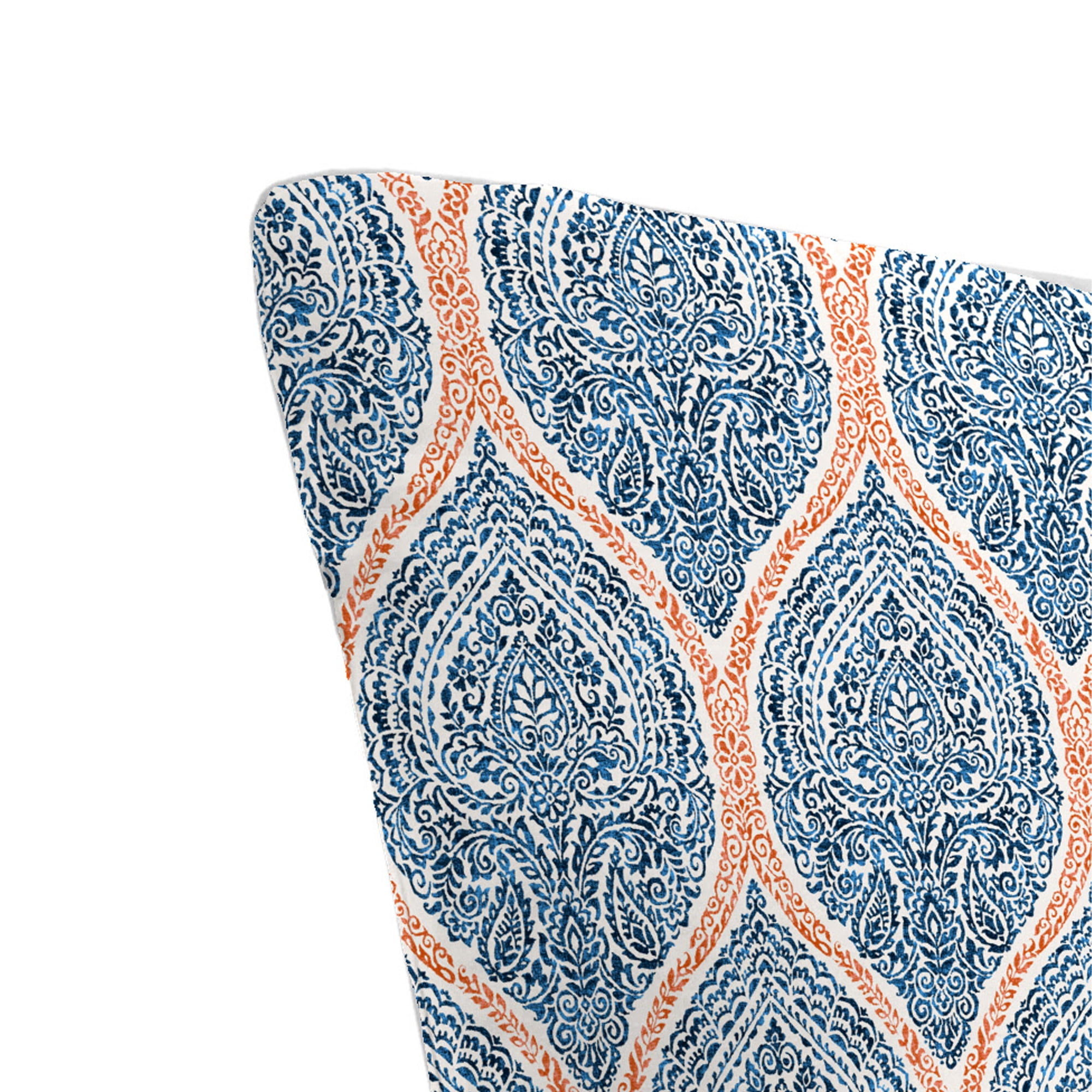 Jordan Manufacturing 74" x 22" Andorra Tiger Lily Navy Damask Rectangular Outdoor Chaise Lounge Cushion with Ties