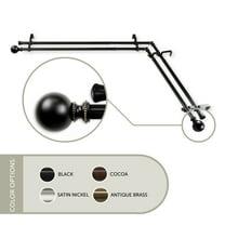 Lex Double Corner Window Curtain Rod 13/16 inch 120-170" - Black