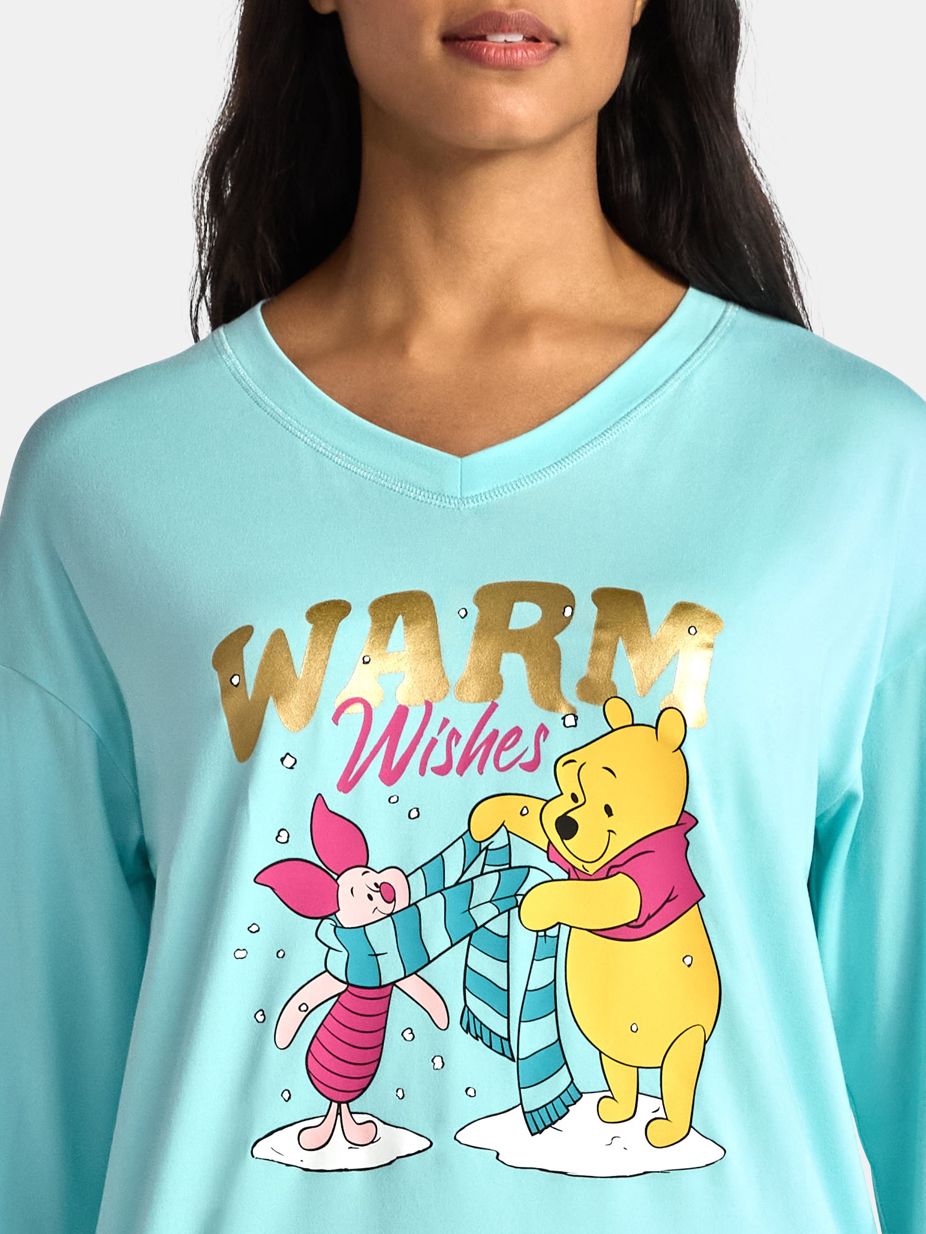 Winnie the Pooh Women's and Women’s Plus Top, Pants and Socks Holiday Sleep Gift Set, 3-Piece, Sizes XS-3X