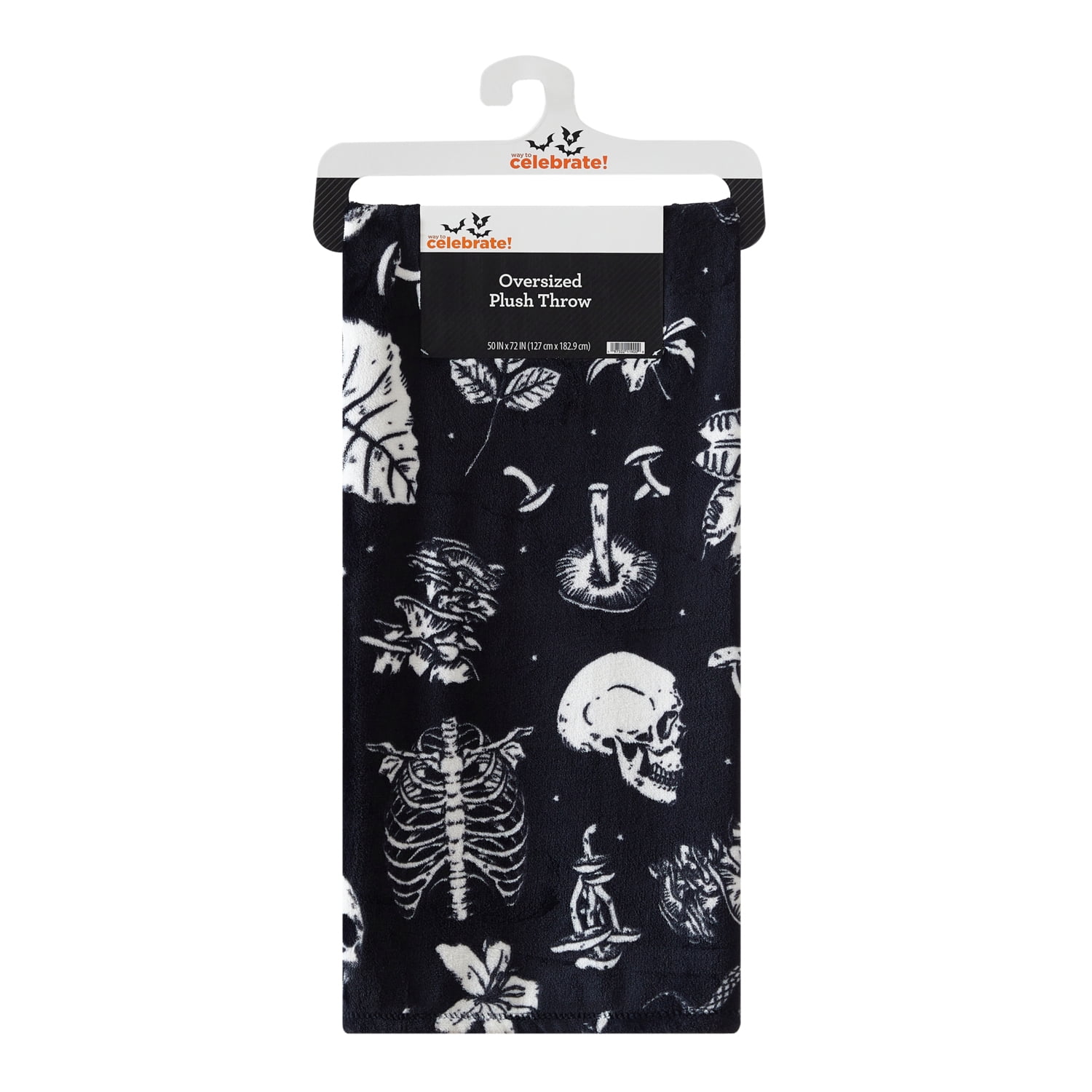 Way To Celebrate Dark Forest Floor Plush Oversized Couch Throw Blanket, Black, 50 x 72 in