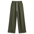 thumbnail image 4 of Mens Wide Leg Sweatpants Drawstring Waist Flowy Baggy Pants Casual Streetwear Army Green M, 4 of 5