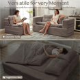 thumbnail image 6 of QuzyAor 80" Foldable Sleeper Sofa Chaise Lounge, Corduroy Floor Couch w/ Blanket & 3 Pillows, No Assembly Required for Living Room, Brown, 6 of 10