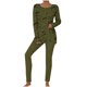 thumbnail image 2 of Puntoco top De Cuello Redondo De Manga Larga Estampado Informal Para Mujer + Traje De Pantalón Largo Verde Militar L, 2 of 5