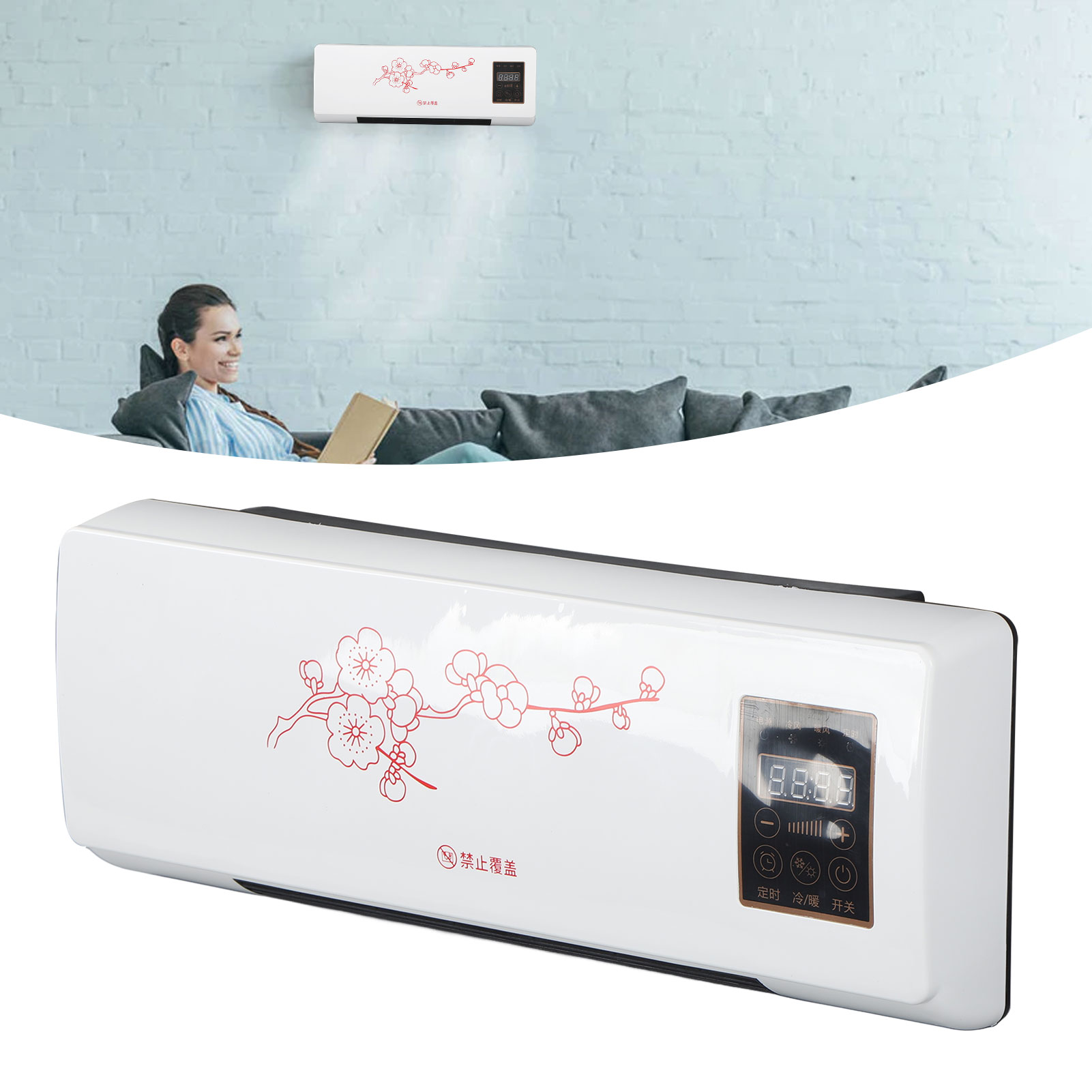 Electric Space Heater, Remote Control Space Heater For Indoor Wall Mounted Heater Fan Digital Display Air Circulator Heater Fan Electric Fan Heater For Bedroom, Home, Office
