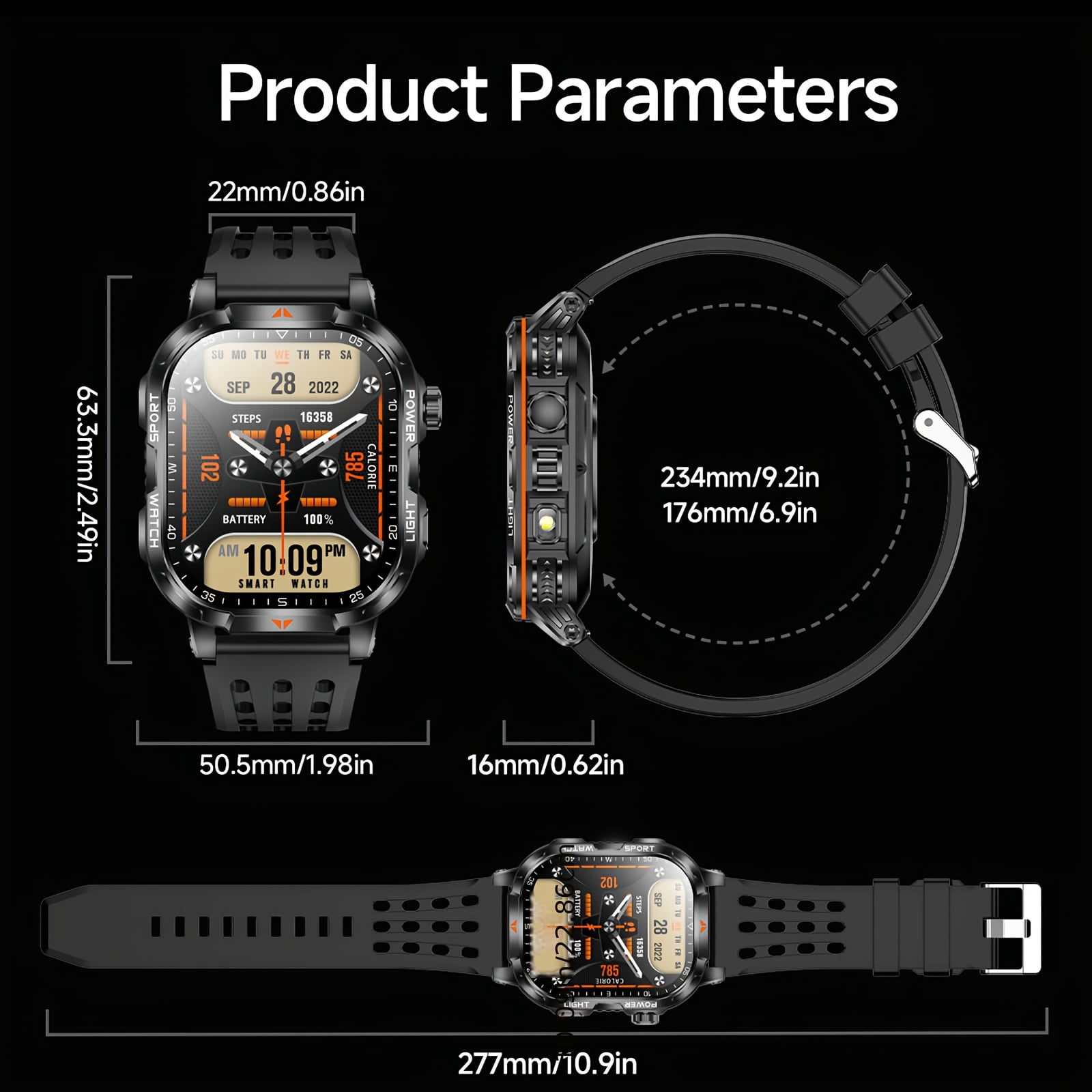 High-Capacity Battery Smartwatch: 120-Day Battery, 2.01-Inch HD Touch Screen, LED Flashlight, Wireless Calling, 120+ Sports Modes, Pedometer, Fitness Tracker