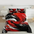 thumbnail image 2 of Feelyou Artwork Geometric Bedding Comforter Set for Adult, Retro Oil Printing Twin Comforter Sets, Black Red Abstract Reversible Bedding Set, Luxury Bedroom Decor, 2 Pieces, 2 of 8